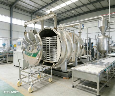 Κατασκευασμένο για φαρμακευτικά προϊόντα και χύδην τρόφιμα. Εμπορικό λυοφιλεστή 150 κιλά ανά παρτίδα, θάλαμος από ανοξείδωτο χάλυβα και ακριβής έλεγχος θερμοκρασίας.