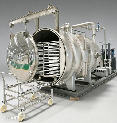 Κατασκευασμένο για φαρμακευτική και χονδρική επεξεργασία τροφίμων. Εμπορικός λυοφιλευτής 150 κιλά ανά παρτίδα, θάλαμος από ανοξείδωτο χάλυβα, ακριβής έλεγχος θερμοκρασίας και τεχνολογία εξοικονόμησης ενέργειας.