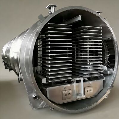 Μέγεθος θαλάμου 12700 2600 3300mm Βιομηχανικό στεγνωτήρα κατά ψύξη με μονάδα ψύξης  ή Leybold και επίπεδο κενού μικρότερο από 13Pa που εξασφαλίζει την στεγνώση κατά ψύξη