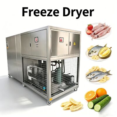 Food-grade 304 Stainless Steel Food Vacuum Freeze Dryer Capacity 100kg batch Air-Cooled Cooling Method Ensuring Food Safety